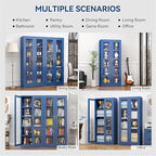 Polup Curio Cabinets with Glass Doors, Tall Bookcase with Adjustable Shelves - Image 9