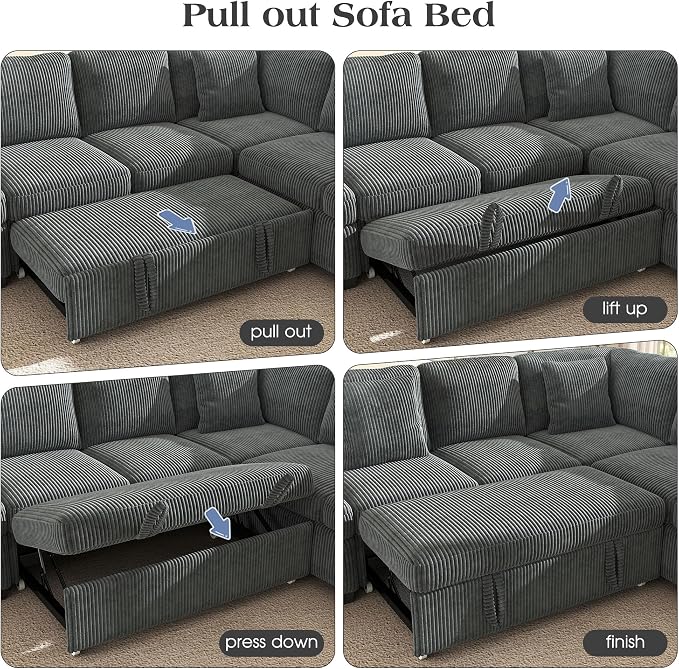 Ihanherry 6-Seater Large Sectional Sofa Bed - Image 7