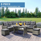 KROFEM 6-Piece Patio Furniture Set, Outdoor Sectional Sofa - Image 5