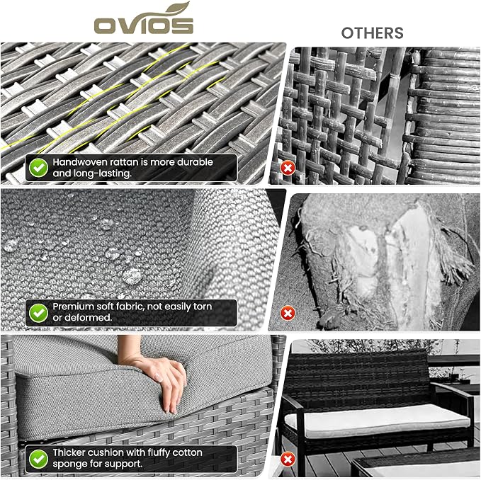 ovios 8-Piece Patio Furniture Set, Outdoor Wicker Sofa - Image 7