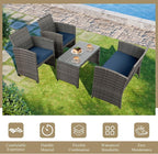 JAMFLY 4 Piece Outdoor Patio Furniture Set, Outdoor Wicker Rattan Chairs - Image 7