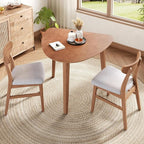 P PURLOVE Modern 3 Piece Table Set, Triangular Table and 2 Curved Wood Chairs - Image 2