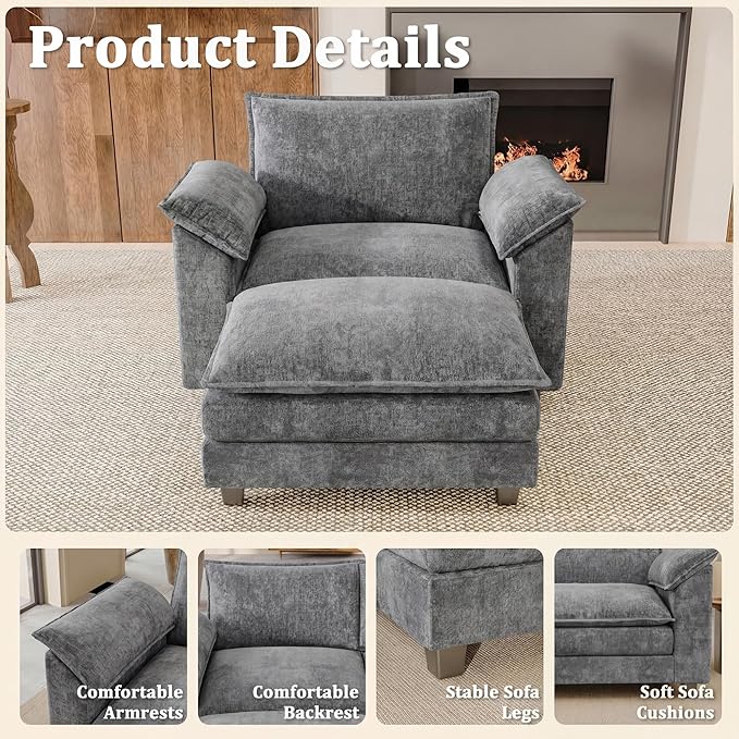 JUMMICO 40" Chaise Lounge Chair - Image 3