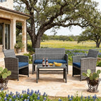 JAMFLY 4 Piece Outdoor Patio Furniture Set, Outdoor Wicker Rattan Chairs - Image 3