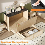 VINGLI Full Size Rattan Murphy Bed - Image 4