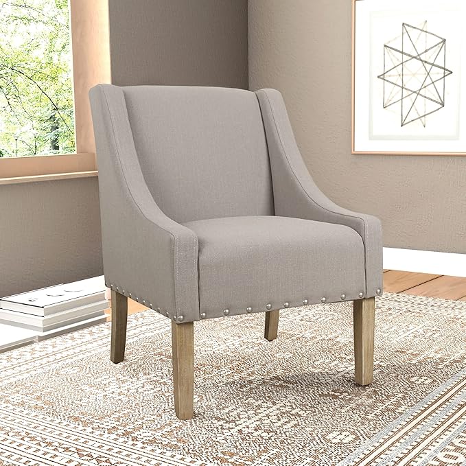 Homepop Home Decor | Upholstered Classic Swoop Arm Accent Chair | Accent Chairs - Image 2