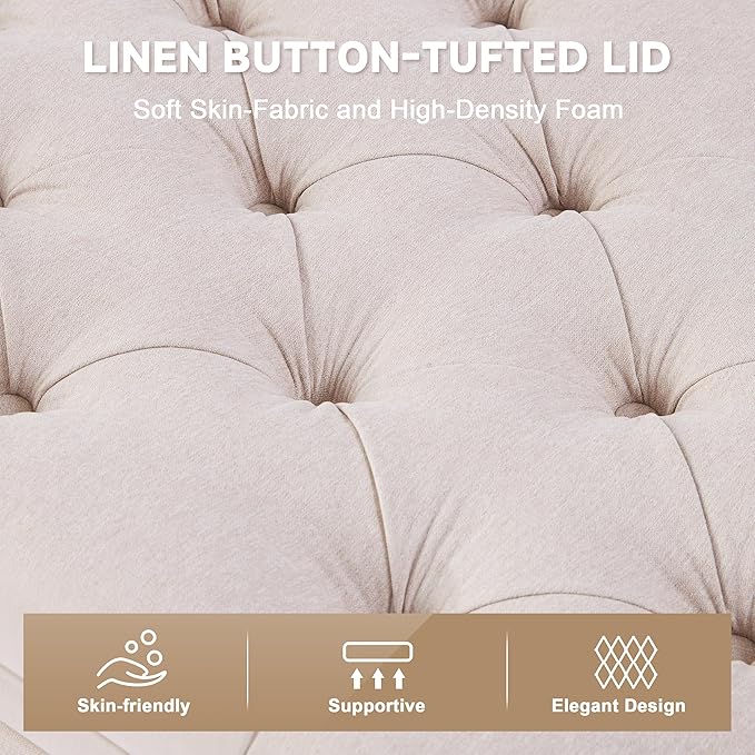 Mangodan 50" Storage Ottoman Bench, Tufted Ottoman - Image 6
