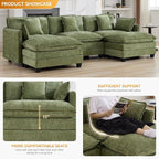 111'' Sectional Cloud Deep Seat Couch, Oversized Chenille U Shaped Sectional - Image 3