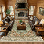 RELEANY Area Rugs 10'x12' Washable Non-Slip, Floral Vintage Distress Print - Image 2