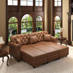 KEIKI 83" Faux Leather Chesterfield Sofa by KEIKI