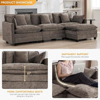 111'' Sectional Cloud Deep Seat Couch, Modern Comfy Chenille L Shaped Sectional - Image 3