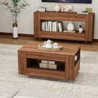 35" Wood Coffee Table for Living Room, Sides Storage - Image 7