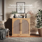 BELLEZE Modular Sideboard with Double-Arc Wood Doors, Small Arched Buffet - Image 3