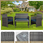 JAMFLY 4 Piece Outdoor Patio Furniture Set, Outdoor Wicker Rattan Chairs - Image 4