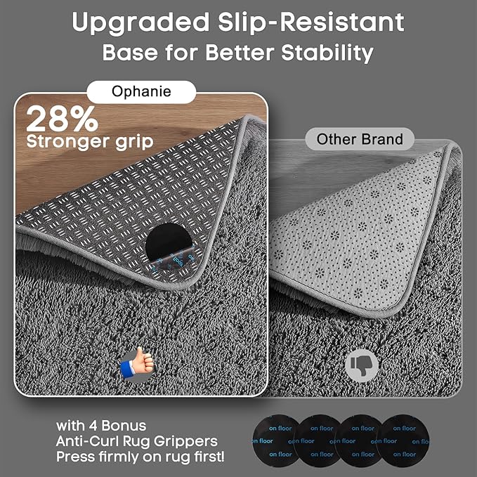 Ophanie 3x5 Rug, Bedside Preppy Dorm Area Rug, College Essentials Non Slip Grey - Image 4