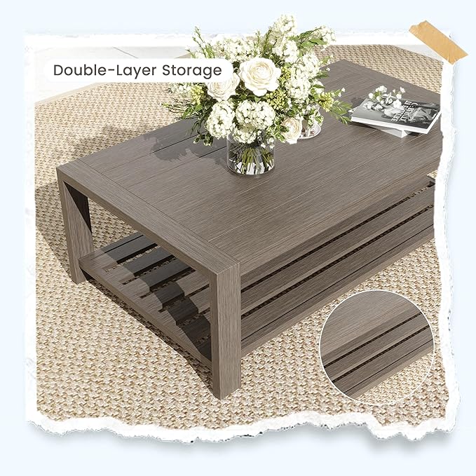 UDPATIO Aluminum Patio Furniture Set, Faux Wood Grain Modern Outdoor Furniture - Image 3