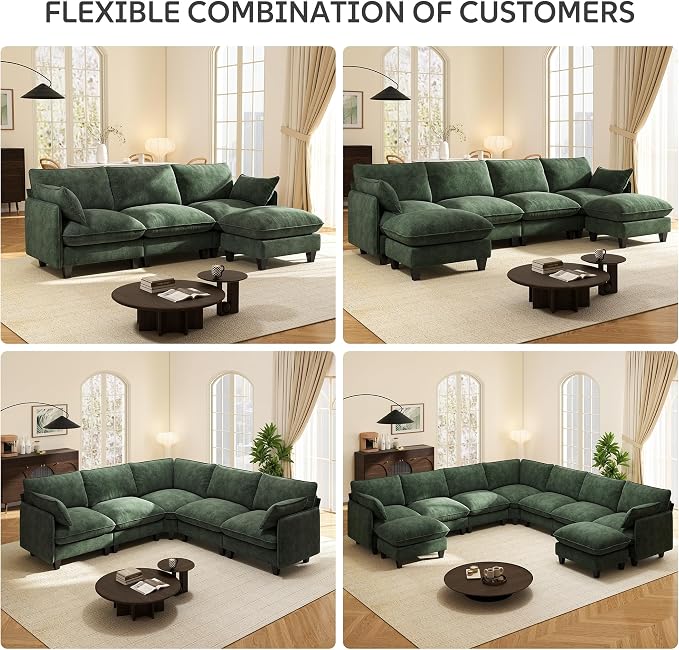 Ihanherry 139" U-Shaped Modular Sectional Couch, Oversized Cloud Sofa - Image 8
