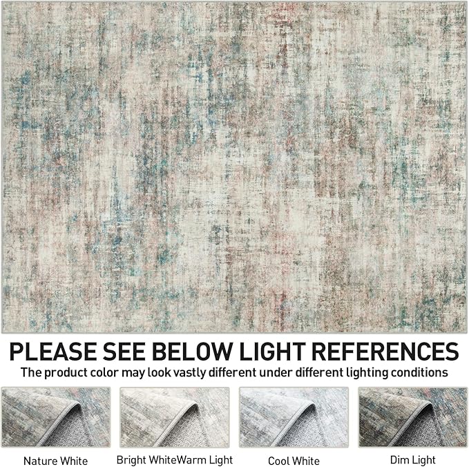 9x12 Area Rugs Washable Rug: Modern Abstract Living Room Rug Soft Anti-Skid - Image 7
