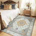 RELEANY Area Rugs 6'x9' Washable Non-Slip, Floral Vintage Distress Print - Image 2