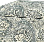 Adeco 18" Cube Storage Ottoman in Blue Paisley, Upholstered Linen Foot Stool & - Image 5