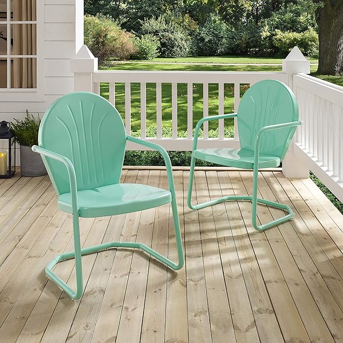 Crosley Furniture Griffith Outdoor Chair, Retro Metal Patio Chairs - Image 20