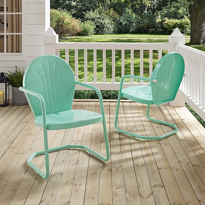 Crosley Furniture Griffith Outdoor Chair, Retro Metal Patio Chairs - Image 11