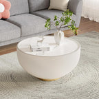 SSLine Bowl-Shape Coffee Table Modern Sintered Stone Top Coffee Table in Cream - Image 3