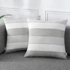 AmHoo Pack of 2 Farmhouse Stripe Check Throw Pillow Covers Set Case Cotton by AmHootextile