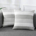 AmHoo Pack of 2 Farmhouse Stripe Check Throw Pillow Covers Set Case Cotton by AmHootextile