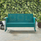 Crosley Furniture Bates Retro Metal Outdoor Sofa Glider, 3-Person Rocking Patio - Image 7