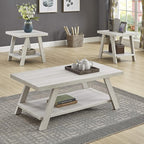 Roundhill Furniture Athens Contemporary 3-Piece Wood Shelf Coffee Table Set - Image 2