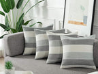 AmHoo Pack of 2 Farmhouse Stripe Check Throw Pillow Covers Set Case Cotton - Image 2