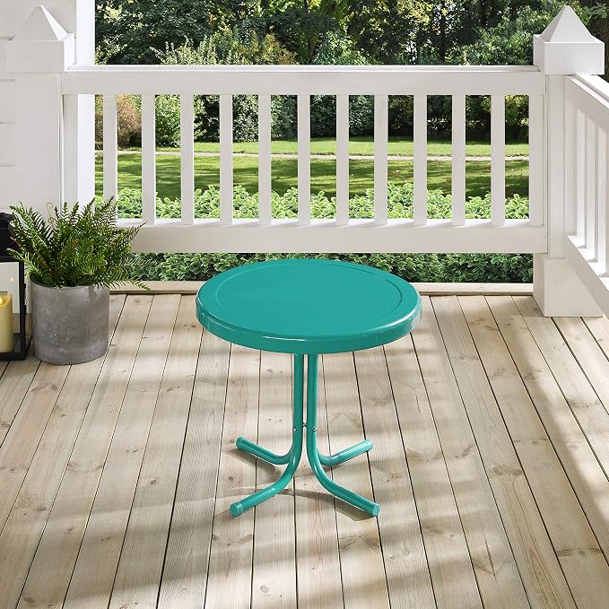 Crosley Furniture Griffith Weather Resistant Retro Metal Outdoor Side Table - Image 7