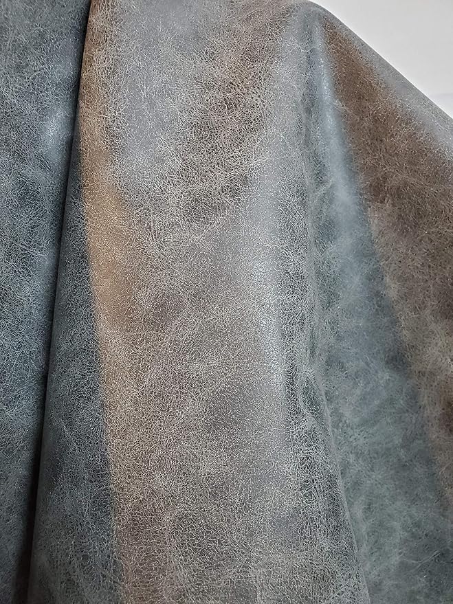 NAT Leathers | Gray Distressed Crazy Horse Oily Faux Vegan Leather PU | 1 Yard by NATLeathers
