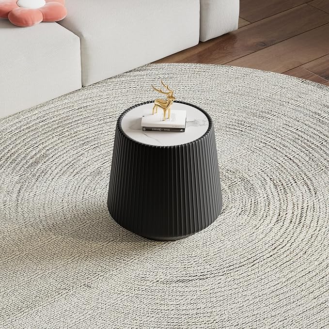 19.68" Round Marble End Table, Modern Cup Shaped Side Table - Image 3