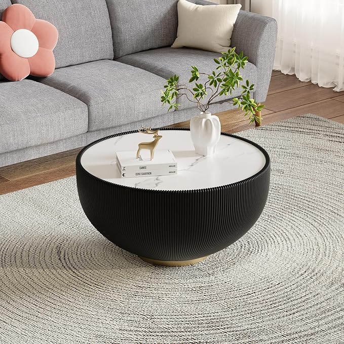 27.55" Round Marble Coffee Table - Image 3
