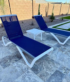 PURPLE LEAF Patio Chaise Lounge Chair Set of 3 Outside Aluminum Plastic by PURPLELEAF