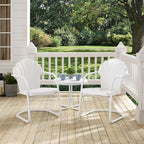 Crosley Furniture Tulip 3-Piece Outdoor Chair and Side Table Set, Retro Metal - Image 4