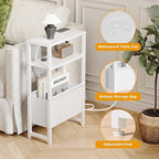 Narrow Side Table with Charging Station Slim End Table Sofa with Magazine Rack - Image 6