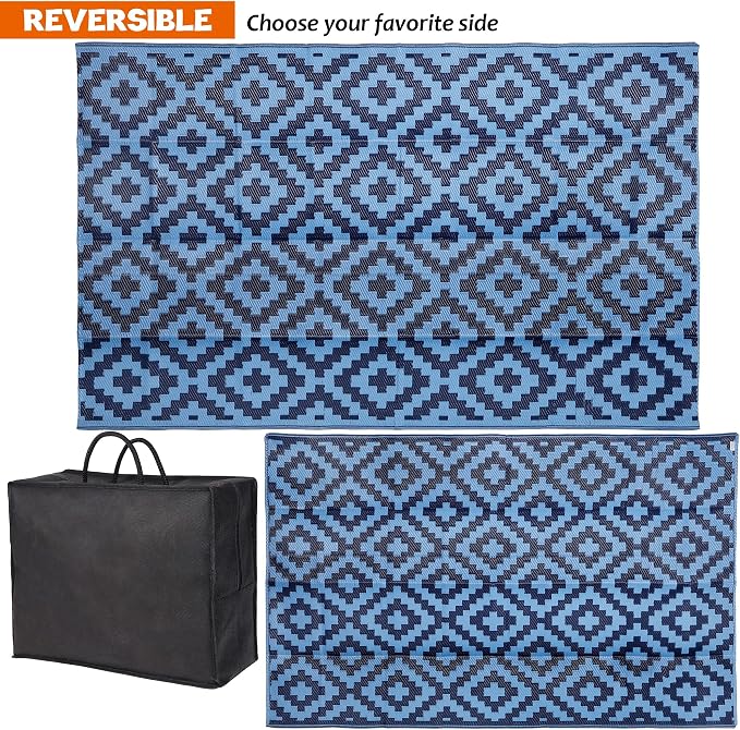 SAND MINE Reversible Mats, Plastic Straw Rug, Modern Area Rug, Large Floor Mat - Image 4