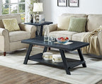 Roundhill Furniture Athens Contemporary 3-Piece Wood Shelf Coffee Table Set - Image 2