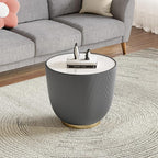 Round Marble Coffee Table Set of 2, 2 Piece White Coffee Table and End Table - Image 8